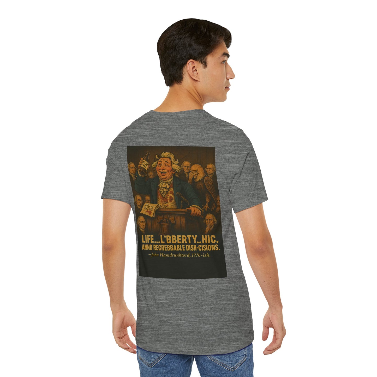 John Hamdrunktord V-Neck Tee – 1776ish Whiskey Patriot Shirt | Vintage Funny American History Tee, Founding Fathers Parody, Sick Bastards Style USA Shirt