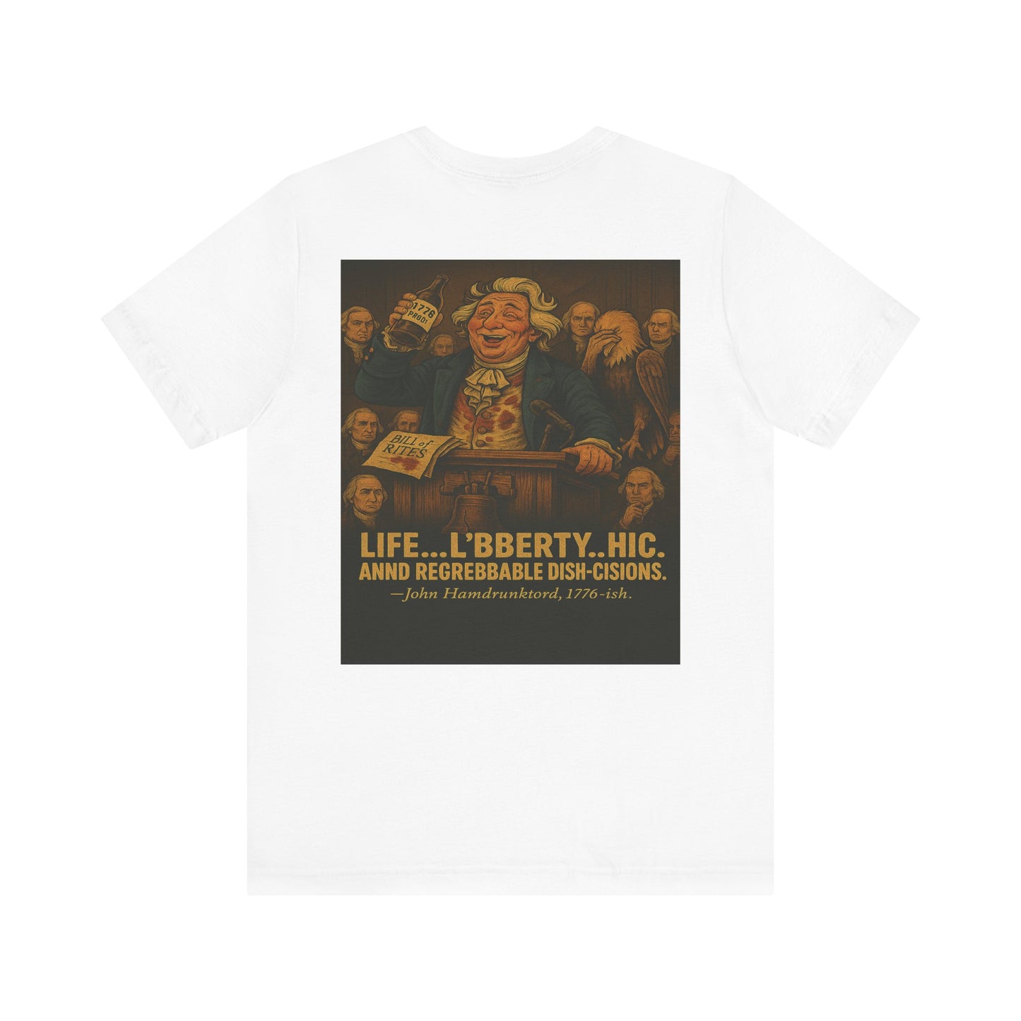 John Hamdrunktord V-Neck Tee – 1776ish Whiskey Patriot Shirt | Vintage Funny American History Tee, Founding Fathers Parody, Sick Bastards Style USA Shirt